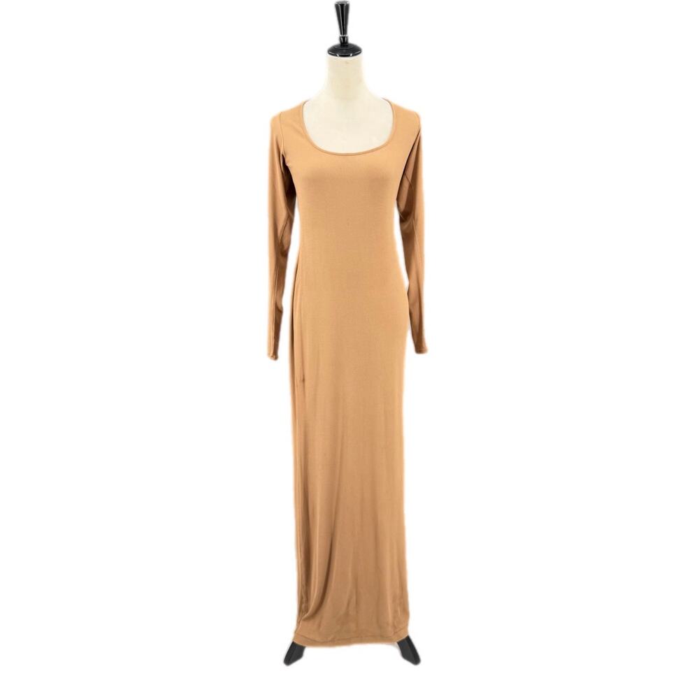 Skims Tan Ribbed Soft Lounge Bodycon Feminine Flirty Versatile Long Maxi Dress